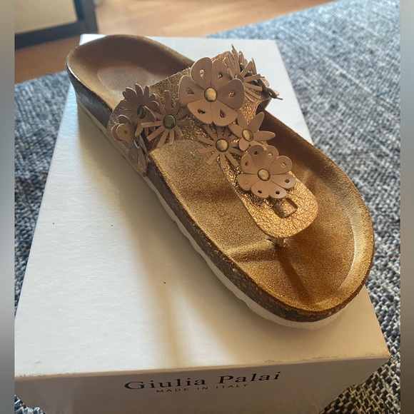 Giulia Palai Girls Sparkle Slide Sandals in gold Size: 4 Made in Italy - Picture 2 of 6